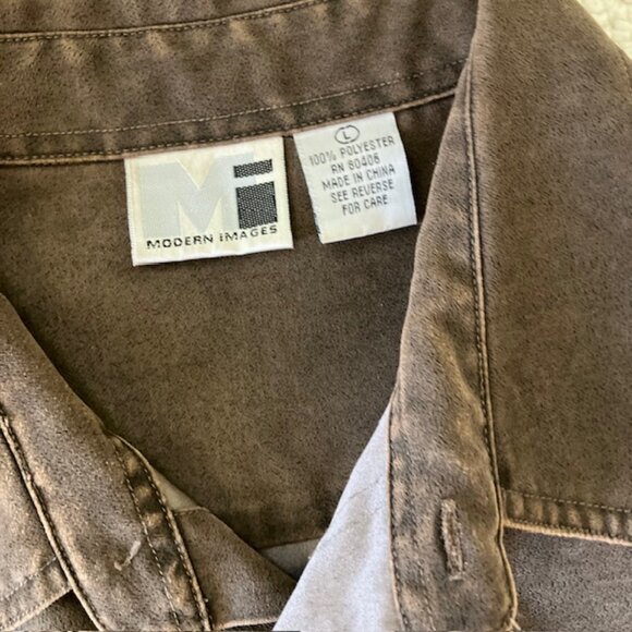 Modern Images Men's button down shirt Size LG Dark brown - Picture 5 of 5